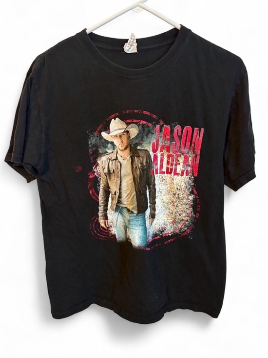 Anvil Other - Anvil Black Jason Aldean Graphic Tee with Red Accents